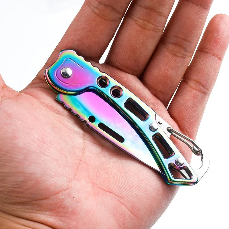 1PC Mini Knife Portable Paring Folding Knife Stainless Steel Survival Knife for Hunting Camping Fishing Fruit Cutting Tool Gift