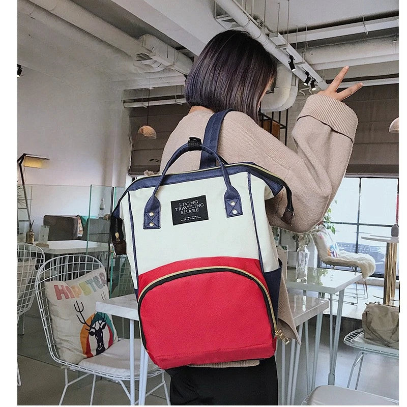 2024 Large Capacity Changing Bag,Fashionable Hand-held Canvas Color Backpack,Women's Bag Mommy Baby Bottle Bag