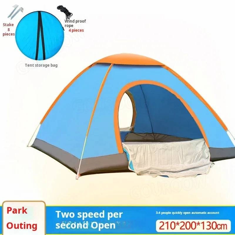 Outdoor Camping Tent Double Door Without Windows Fully Automatic Portable Folding Camping Tent